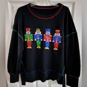 Black Sweatshirt with Colorful sequins Nutcracker Design